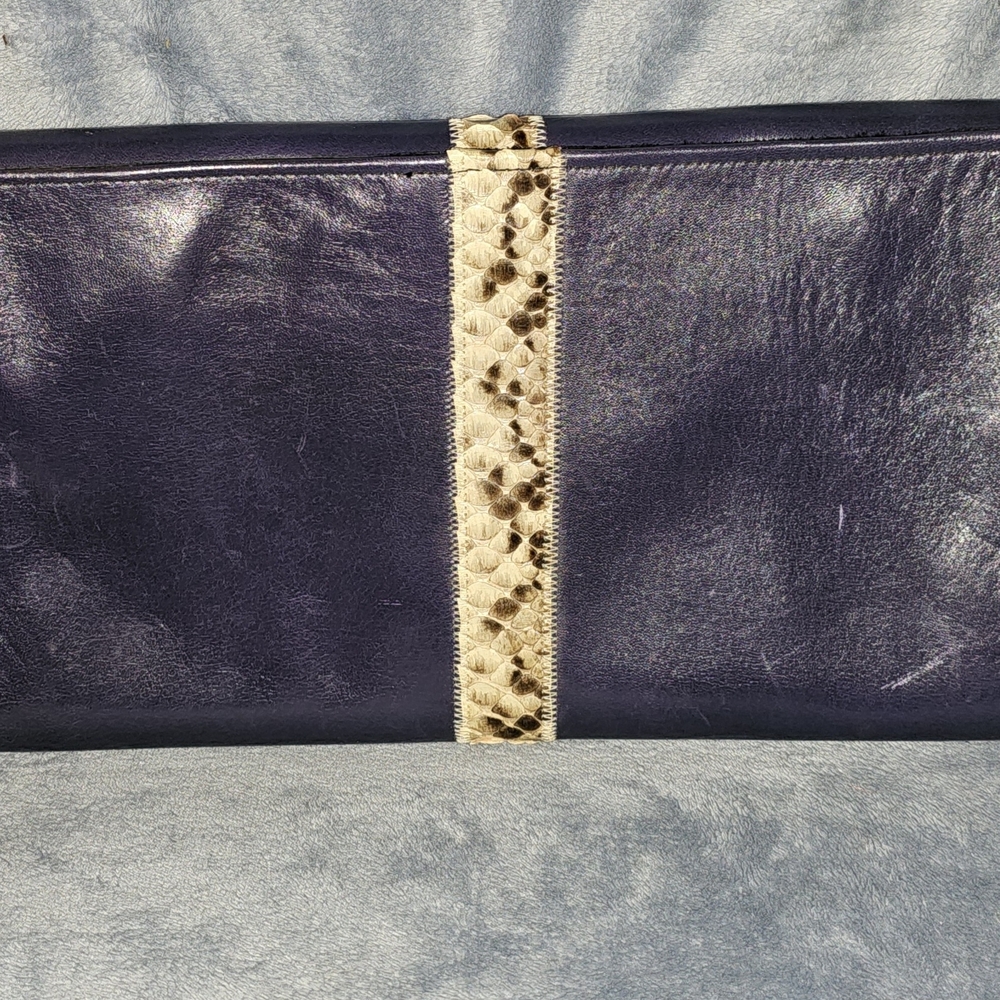 Elegant Purple Clutch with Snakeskin Accent